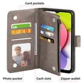 thumbnail image 4 of Compatible with Samsung Galaxy A03s US Version 5G 2022 Wallet Phone Case and Tempered Glass Screen Protector Flower Faux Leather Flip Credit Card Holder Stand Zipper Cell Cover for A037U Women Grey, 4 of 9