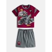 Monster Jam Boys Graphic Tee with Short Sleeves and Shorts Set, 2 Piece, Sizes 4-16