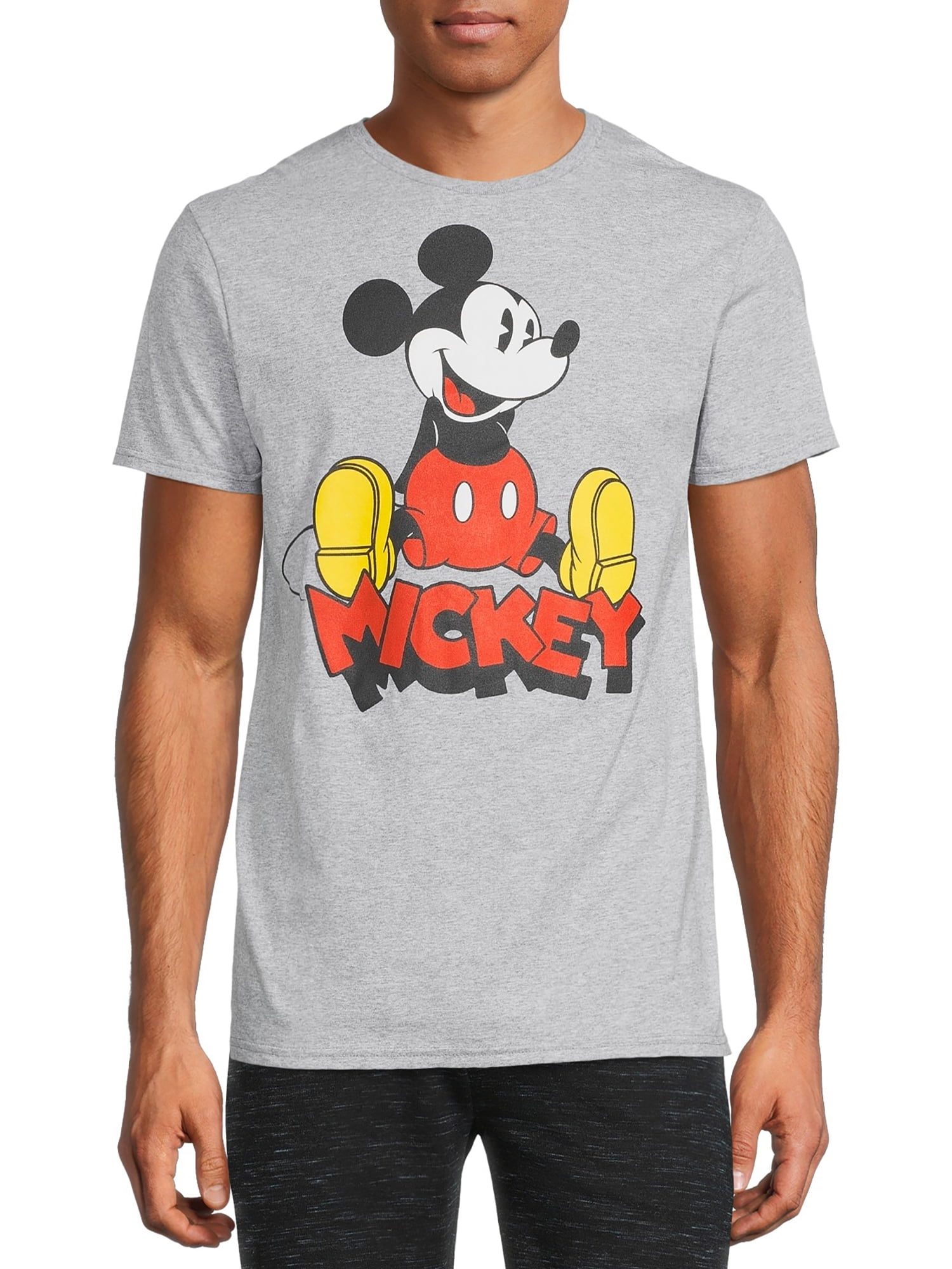 Mens Disney Brand Gray MICKEY MOUSE Short Sleeve T-shirt Size Medium New
