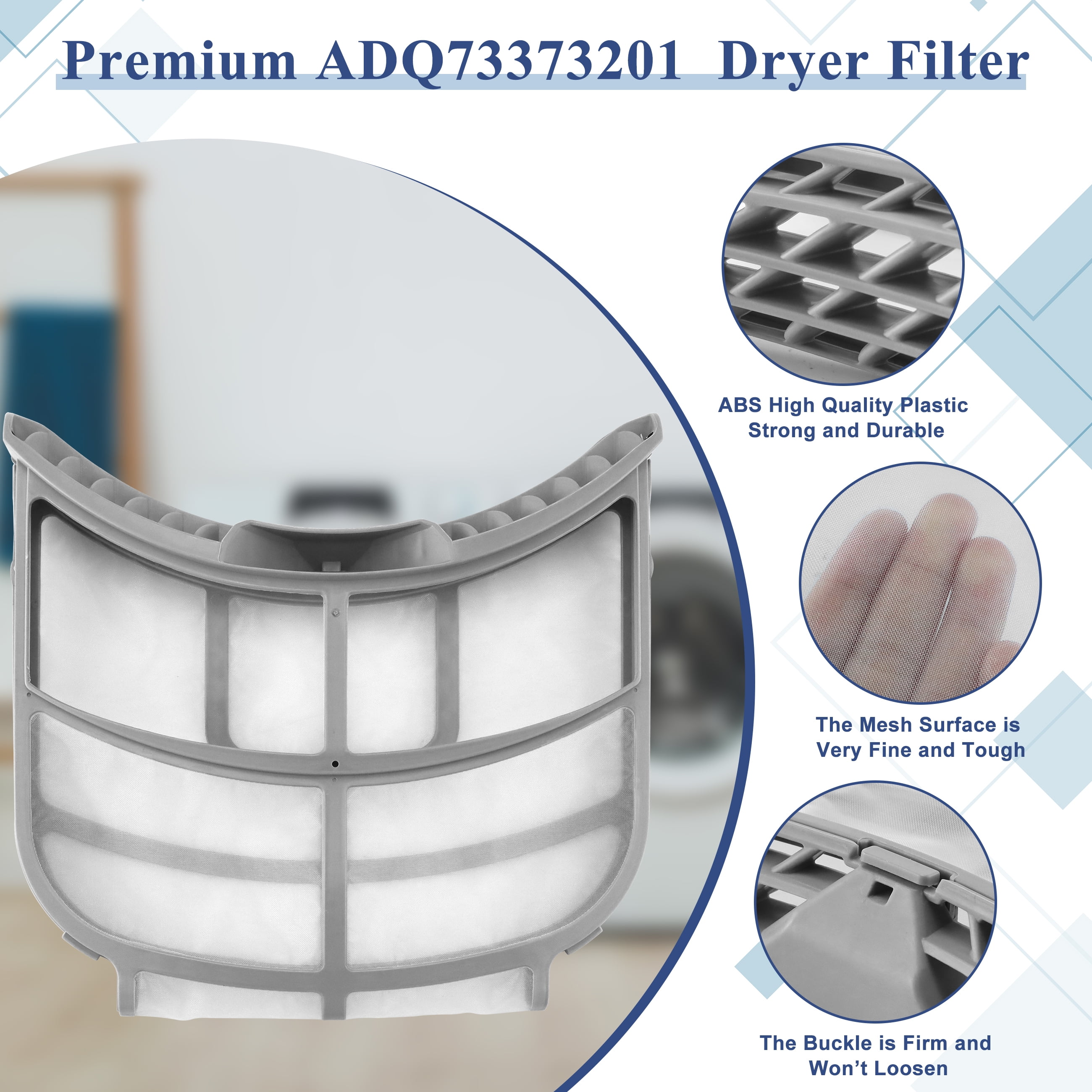 Beaquicy ADQ73373201 Dryer Lint Filter Assembly for ADQ733732 Dryer Lint Screen Replacement with Brush