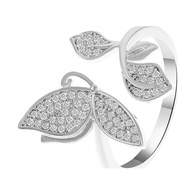Anillos para mujer, regalos para mujer, anillo de dedo abierto con forma de hoja y diamantes a la moda para mujer.