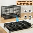 thumbnail image 6 of Escape-Proof Robust Pet Kennel, Double-Door Foldable Dog Cage with Casters & Pull-Out Waste Tray, 6 of 8