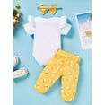 thumbnail image 2 of Zehjuhan Cute Bee Graphic Print Short Sleeve Onesie & Pants & Headband Baby Girls 3pcs Set, 2 of 6