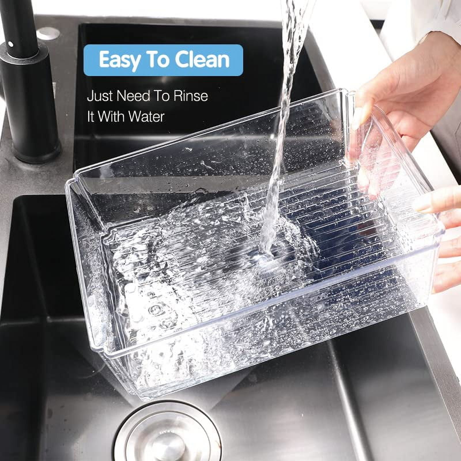 Pure Future 10 Pcs Fridge Organizers and Storage, Clear, Stackable with Lids for Fruit & Vegetables