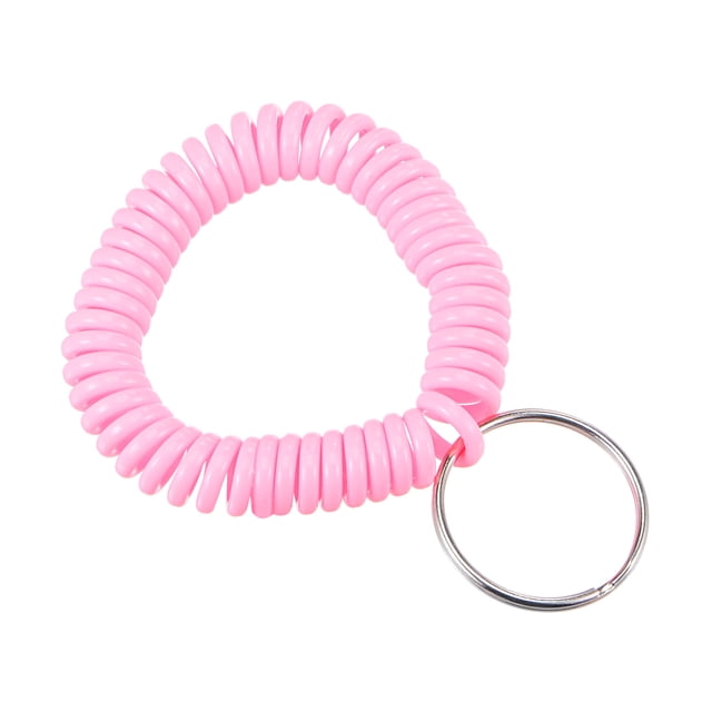 Unique Bargains Plastic Wrist Coil Keyring Stretchable Spiral Keychain, Pink 5 Pack