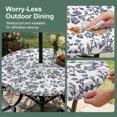 thumbnail image 5 of Round Outdoor Tablecloth with Umbrella Hole and Zipper, Dark Blue Flowers Tablecloth with Elastic Waterproof, Pastoral Vintage Farmhouse Leaf Spring Patio Table Covers for 31" - 35" Pool Tables, 5 of 9