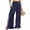 Navy, variant on Satingcolo Women Linen Pants Summer Ruffle Wide Leg Palazzo Pant Smocked Waist Travel Lounge Trousers Beach Vacation Outfits Beige M