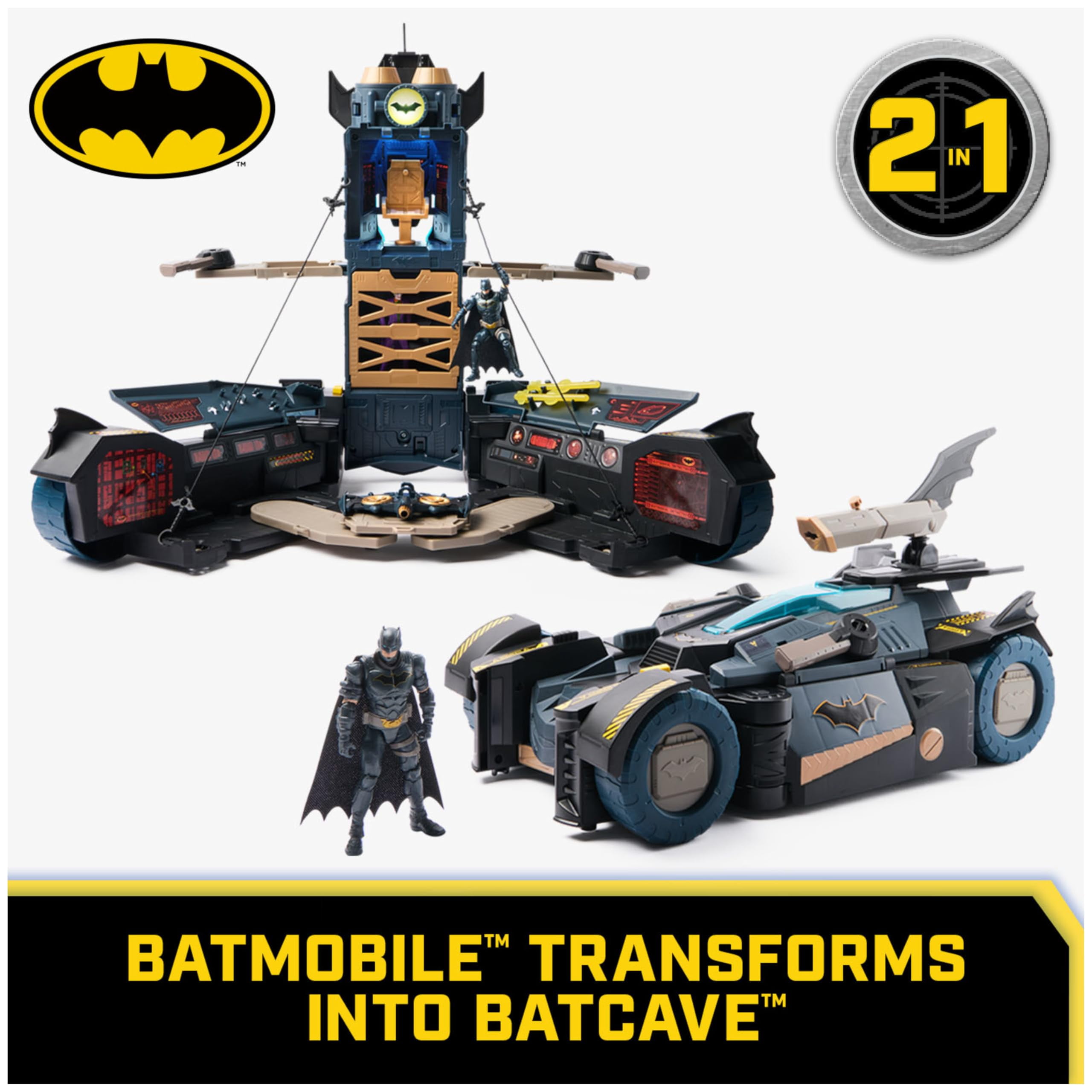 BATMAN & BATMOBILE フィギュアセット DC Comics Batman, Ultimate Transforming Batmobile Playset, 2