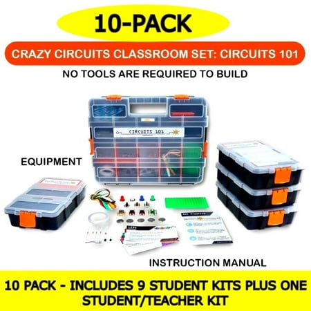 Brown Dog Gadgets Crazy Circuits 101 Classroom Set – 10-Pack 27-Piece Electronics Learning Kits