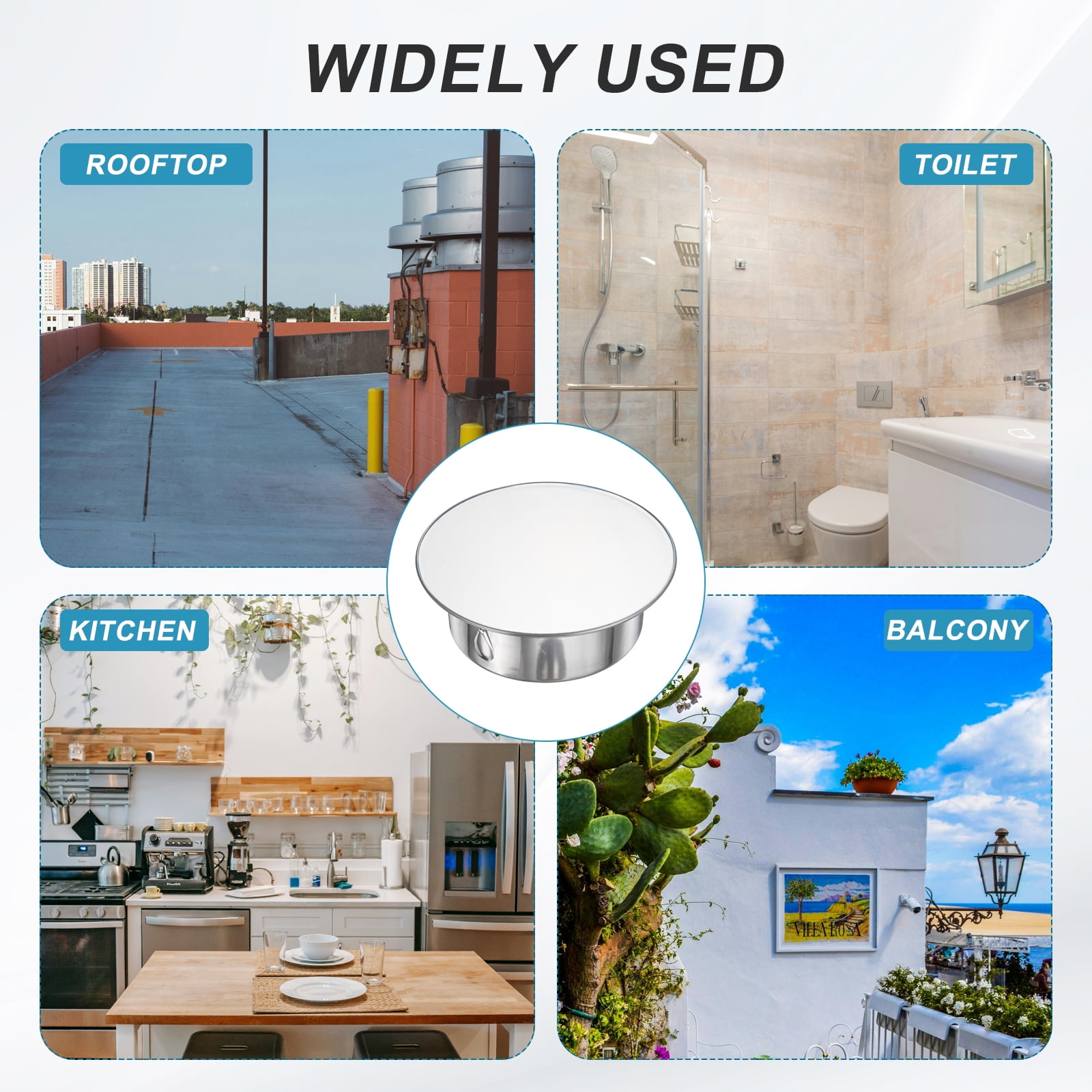 Uxcell 3Pcs Stainless Steel Tee Cap (3.9"/98mm OD, Silver) - Round Dryer Vent Cover Dryer Duct Metal End Cap Plug for Indoor and Outdoor Pipe