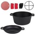 thumbnail image 5 of 7QT 2-in-1 Cast Iron Cookware Set, 5.1QT Dutch Oven & 1.9QT Skillet, Dual‑Use Pot, Induction/Oven/Campfire Safe, for Sourdough Bread, Frying, Baking, BBQ & Camping, 5 of 14