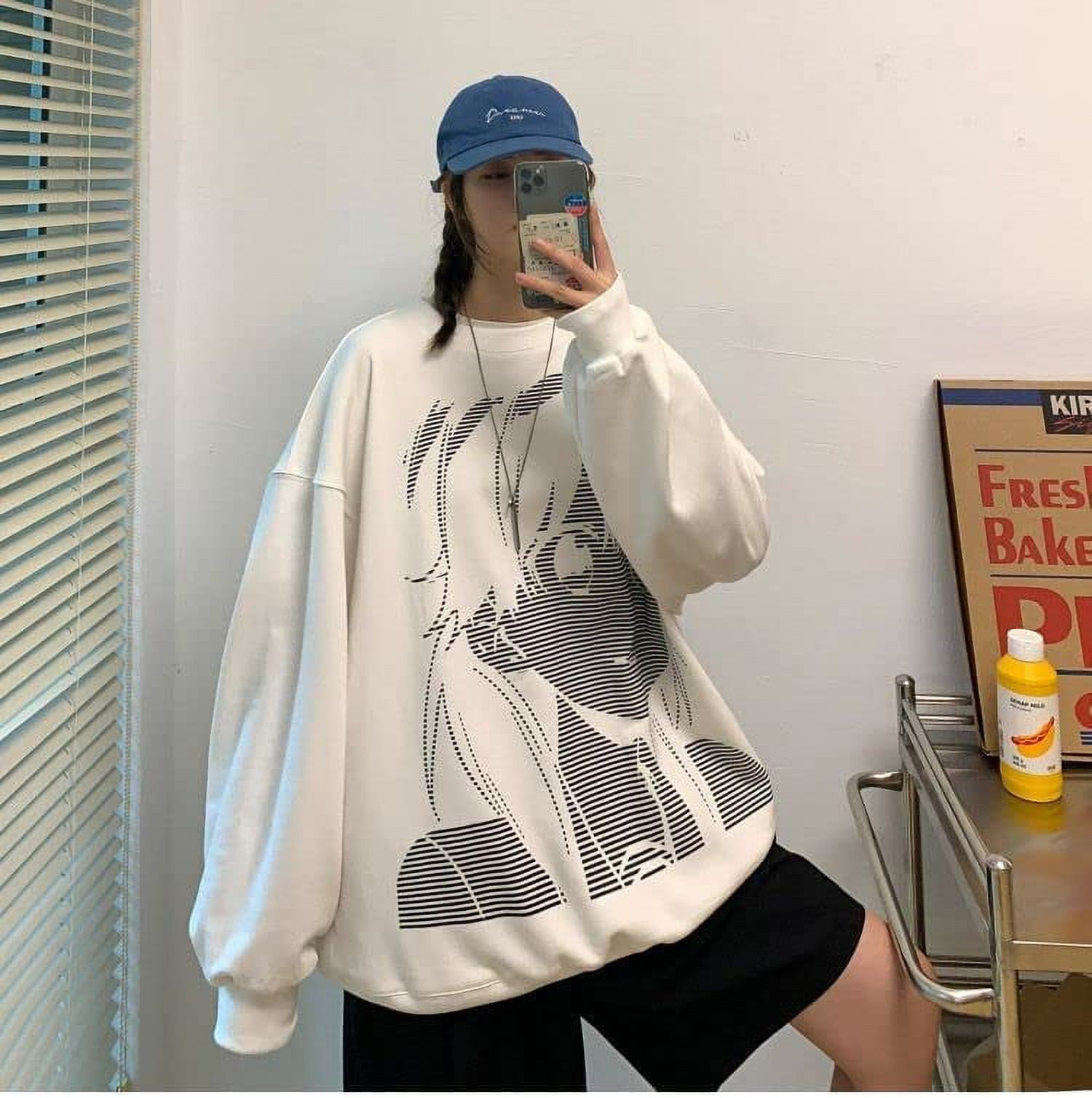 CoCopeaunt Men Y2K Harajuku Hoodie Japanese Anime Manga Print Fake Two Piece  Aesthetic Hooded Sweatshirt Cartoon Street Pullover 