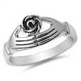 thumbnail image 1 of Rose Flower Claddagh Hands Girlfriend Ring .925 Sterling Silver Band Jewelry Female Male Size 5, 1 of 4