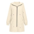 thumbnail image 6 of Moxiu Lightweight Rain Jacket Plus Size Women Long Raincoat Oversized Hooded Windbreaker Drawstring Waist Waterproof Jackets 2026 Beige,XXXXL, 6 of 8