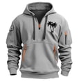 thumbnail image 2 of TMOYZQ Hoodies for Men Fall Winter Long Sleeve Quarter Zip Drawstring Hooded Sweatshirt Fashion Graphic Big and Tall Pullover Sweater with Mulit Pockets, 2 of 3