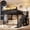 Black, variant on Bellemave Queen Size Loft Bed with Slide, Metal Loft Beds with Storage Shelves, Bulit-In Wardrobe for Teens, Gaming Loft Bed Frame with USB Ports, LED Lights, Pegboard for Bedroom, Dorm, Natural Loft