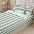 thumbnail image 3 of Meiyoeat Simple Vertical Stripe Zipper Full Size Comforter Sets with Fitted Sheet and 2 Pillowcases, Classic Linear Pattern Zipper Bedding Set, Sage Green,Reversible,4pcs, 3 of 6