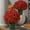 Red, variant on 12 inch 20PCS Artificial Fall Potted Mum Plant Faux Floral Arrangement in Woven Basket for Front Porch Indoor Home Autumn Harvest Decor Red