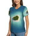 thumbnail image 2 of Xecao Paradise Island for Women's V-Neck T-Shirts-Elegant Half-Sleeve Tops Perfect for Summer-Medium, 2 of 5