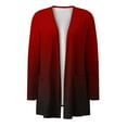 thumbnail image 5 of BiZtdJrK Cardigan Sweaters for Women Gradient Color Long Sleeve Open Front Lightweight Cardigans Fall Fashion Coats with Pockets Wine XL, 5 of 6