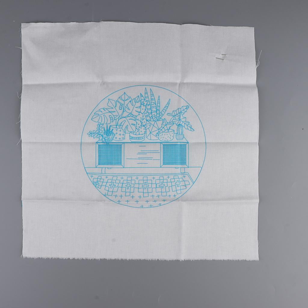 Embroidery Set of 2 with Potted Patterns And Instructions, Embroidery Sets Flower Pattern, with Colored Threads Fabric And Tools - 02, 30cm