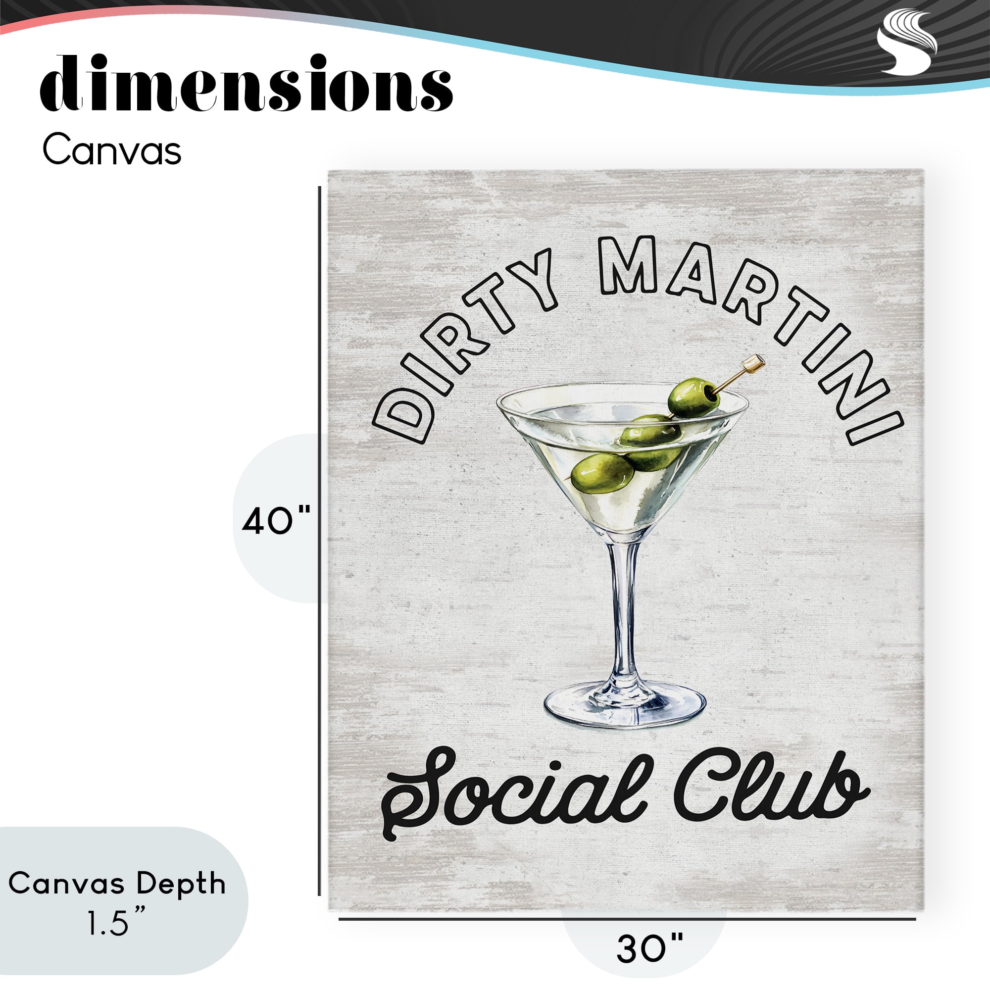 Stupell Industries Dirty Martini Social Club Canvas Wall Art, design by Lettered and Lined