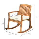 Outsunny Outdoor Rocking Chair with Cushion, Acacia Wood Patio Rocker ...