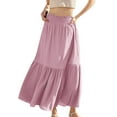 thumbnail image 4 of Mgmyaa Long Skirts for Women Drawstring High Waist A Line Skirt Casual Flowy Tiered Skirt with Pockets Summer Boho Maxi Beach Skirt, 4 of 8