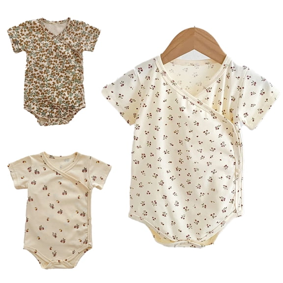 LYMAYTER Newborn Baby Girls Cotton Kimono Short Sleeves Side-Snap Bodysuit Layette Bundle 3M-24M