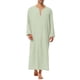 thumbnail image 1 of INSPIRAR CHIC Pijamas para hombres de algodón, ropa de dormir, vestido largo con escote en V y abertura lateral, con bolsillo, color verde, 1 of 5