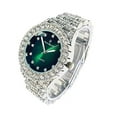 thumbnail image 2 of Charles Raymond Mens silver green bling-ed out hip hop fully iced out rapper with diamond time indicator analog wristwatch - ST10327DxxS (Silver Money Green), 2 of 3