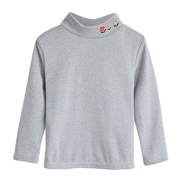 Chandails à Manches Longues pour Filles Demi-Col Roulé Doublés en Molleton Chandail Thermique pour Filles Décontracté Doux Basique Intérieur 8-9 Ans Chandails à Manches Longues Filles