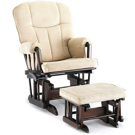 Shermag - Glider Rocker/Ottoman Combo, Cherry Finish with Camel Fabric Cushion