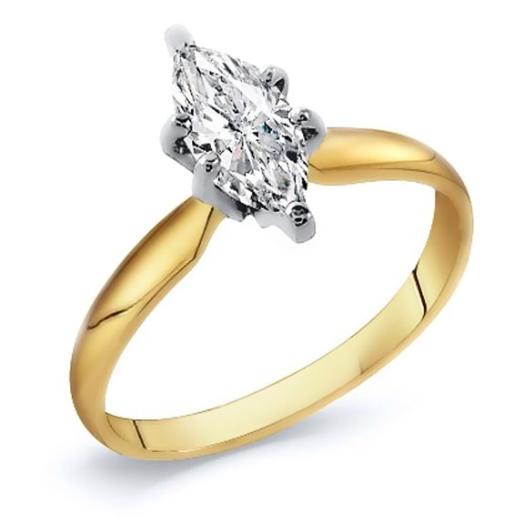 14k Yellow Gold Marquise Cut Diamond Solitaire Ring 0.61 cttw. (G-H Color, SI Clarity) Size 12