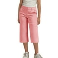 thumbnail image 2 of Mwjwdo Girls Capris Sweatpants Casual Elastic High Waisted Summer Comfy Pants Trousers with Pockets for Kids 4-14 Years Pink 4 Years, 2 of 9