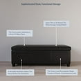 thumbnail image 6 of TYJDFN Storage Ottoman, 47 Inch Bench Bedroom Bench with Safety Close Hinge, Extra Long Ottoman with Storage for Living Room, Entryway, Hallway, Foot Rest, Support 300lbs -Black/ Faux Leather, 6 of 17