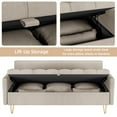 thumbnail image 5 of Gymchoice Three-Seat Sofa Couch Faux Leather Sofas with Lift-Up Storage and Comfortable Hand Stitched,Pillows,Modern Design with Button Tufted and Gold Metal Legs, 5 of 7