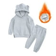 thumbnail image 2 of Kureaily Winter Girls Outfits 2 Piece Hoodie And Jogger Pants Cozy Casual Tracksuit For Toddler And Kids Soft Thermal Playwear 1-2 Years, 2 of 6
