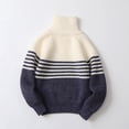thumbnail image 4 of GYRATEDREAM Toddler Baby Boys Girls Knit Sweaters Cable Ruffle Neck High Collar Fall Winter Soft Warm Sweater Pullover Tops for 14-15Y Blue, 4 of 9