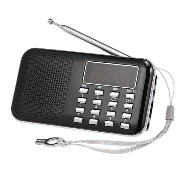 Mini Radio FM portátil digital Altavoz estéreo de 3 W Reproductor de audio MP3 Calidad de audio de alta fidelidad con soporte de pantalla de 2 pulgadas Unidad flash USB Tarjeta TF Entrada auxiliar