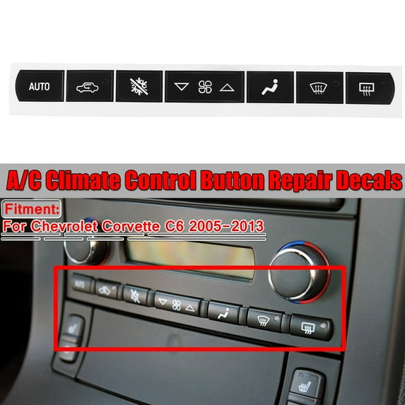 For Chevrolet Corvette C6 2005-2013 A/C Climate Control Button Repair Decals, repair the wear of the original buttons