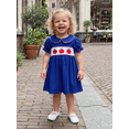 thumbnail image 5 of BemeyourBBs Toddler Girls Back to School Dress Outfit Kids Kindergarten Dress Outfits Apple Embroidery Peter Pan Doll Collar Short Sleeve Dress Little Baby Girl Summer Casual Dress, 5 of 9