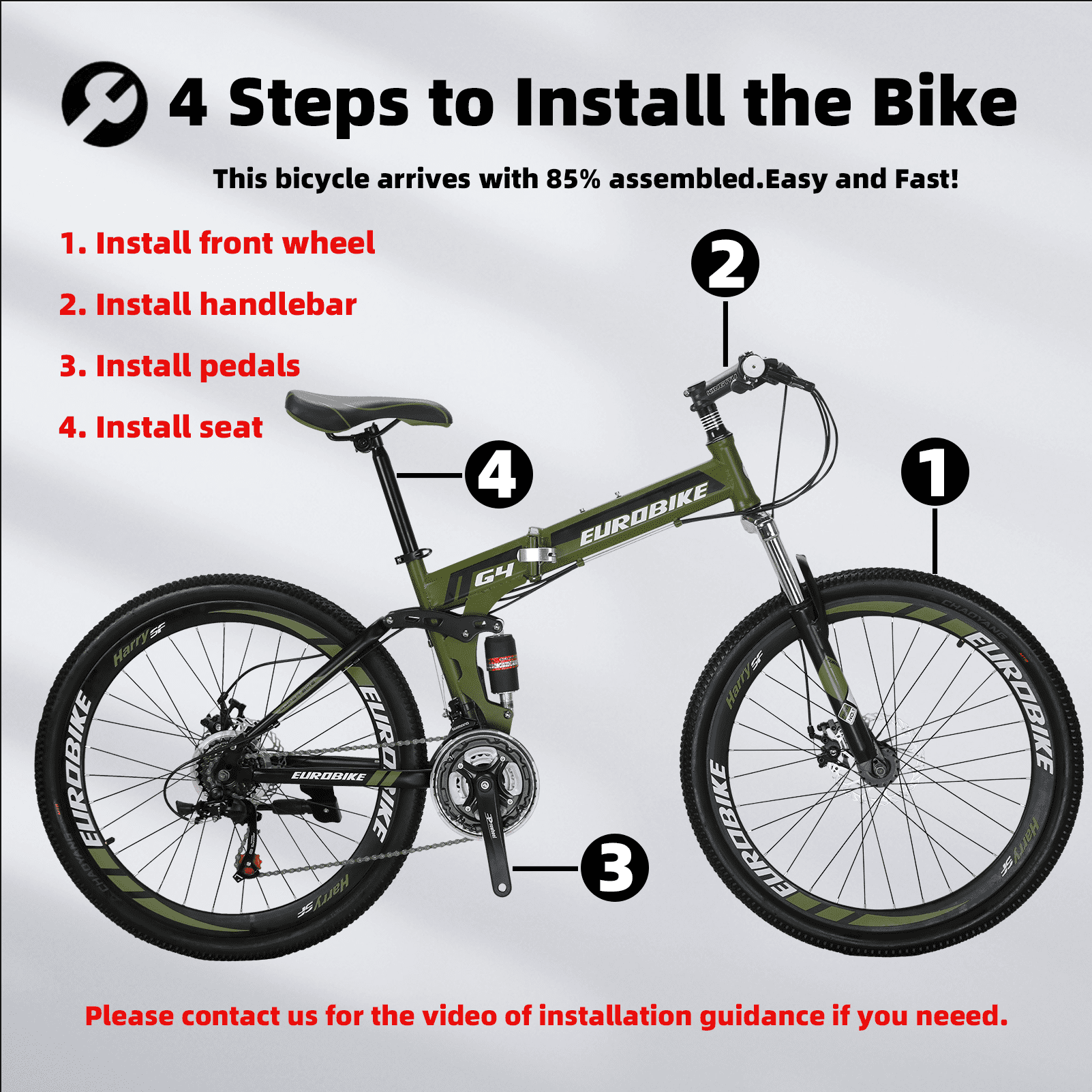 Buy Eurobike Folding Bike G4 21 Speed Mountain Bike 26 Inches 3-Spoke