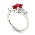 thumbnail image 2 of 1.5 ct Emerald Cut Simulated Ruby 3 Stone 18K White Gold Womens Engagement Ring, 2 of 5