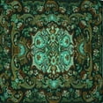 thumbnail image 1 of Ahgly Company Machine Washable Indoor Square Medallion Turquoise Blue French Area Rugs, 4' Square, 1 of 4