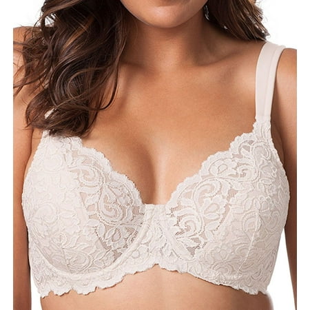 Women's Leading Lady 5044 Scallop Lace Cup Underwire Bra (Nude 44A) 