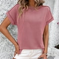 thumbnail image 6 of Ashirexll Womens Summer Shirts, Womens Short Sleeve Tops, Casual Fashion Solid Color Outer Seam Short Sleeve Round Neck Top, 6 of 6