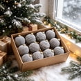 thumbnail image 5 of Christmas Tree Ornaments Balls, 12 Pack 2.4 Inch Flocked Velvet Christmas Tree Ornaments Plastic Balls, 5 of 6