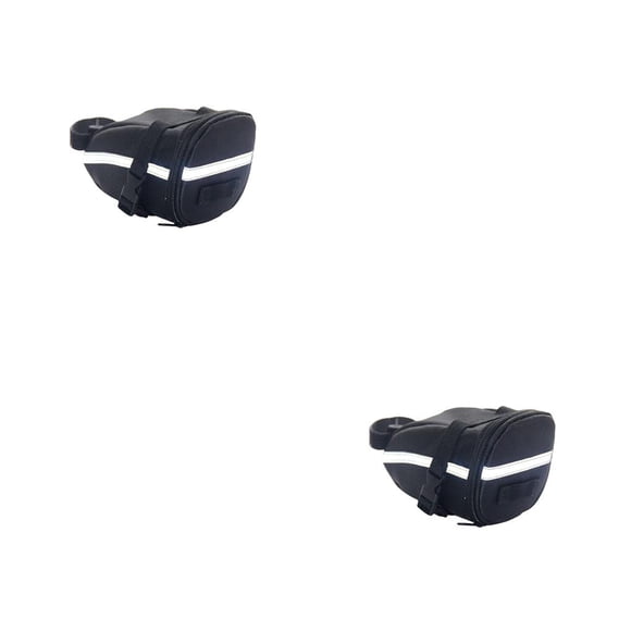 Wosthever Bolsa para asiento trasero de bicicleta con raya reflectante, portaequipajes resistente al desgaste, bolsa de almacenamiento Negro/Tamaño general 2piezas