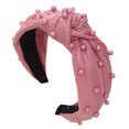 thumbnail image 2 of Ljudmp Faux Pearl Knotted Headbands for Women & Girls Top Knot Fabric Head Wrap Hair Band Non Slip Wide Trendy Hair Accessories Hot Pink, 2 of 2